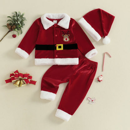 Velvet Christmas Outfit Set for Infant Boys and Girls