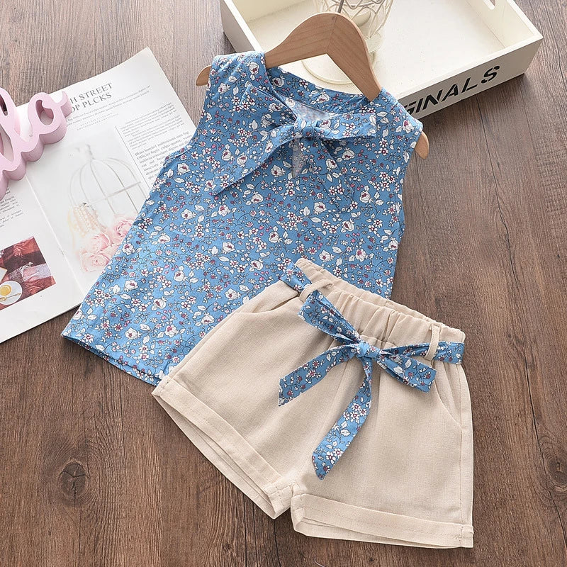 Summer Toddler Girls Sleeveless Vest and Shorts Set