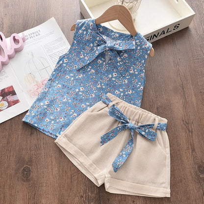 Summer Toddler Girls Sleeveless Vest and Shorts Set