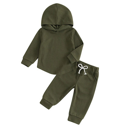 Baby Boy Autumn 2PCS Hooded Outfit with Drawstring Pants