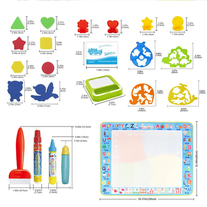 Water Drawing Mat for Kids with Reusable Magic Pens