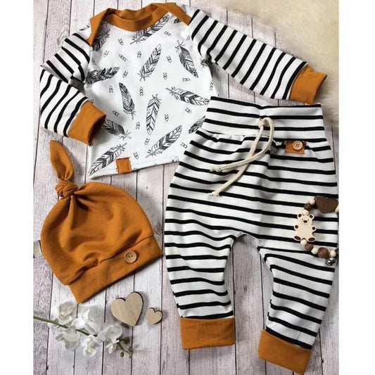 3-Piece Newborn Cotton Outfit Set for Autumn/Winter