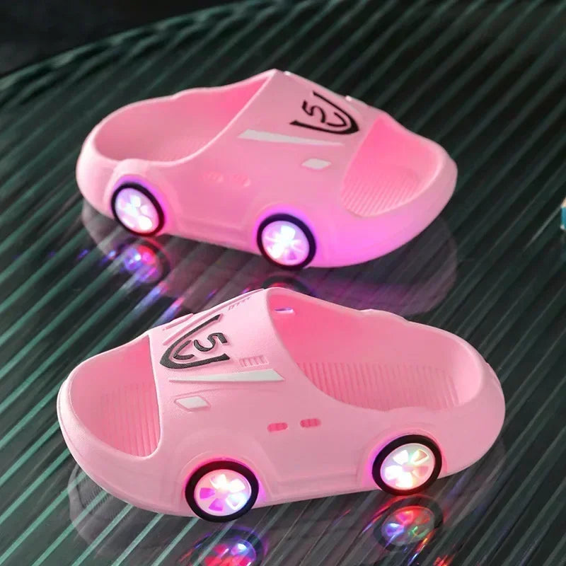 Car-Shaped Luminous Slippers for Kids - Cute Bathroom Shoes