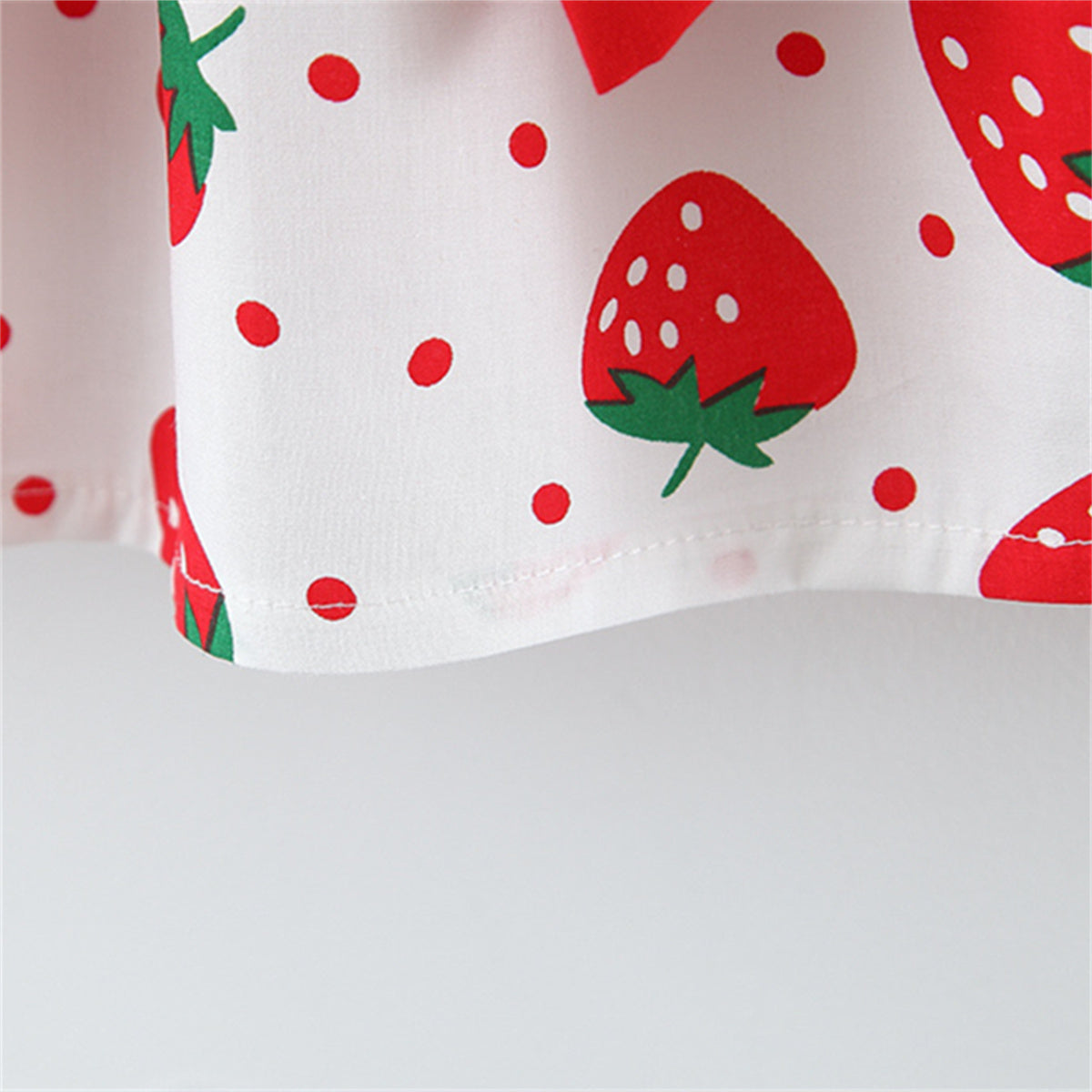 Strawberry Print Baby Girl Dress with Bow and Hat