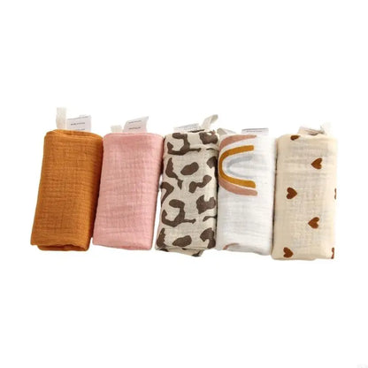 5-Pack Baby Cotton Burp Cloths and Wipes for Newborns