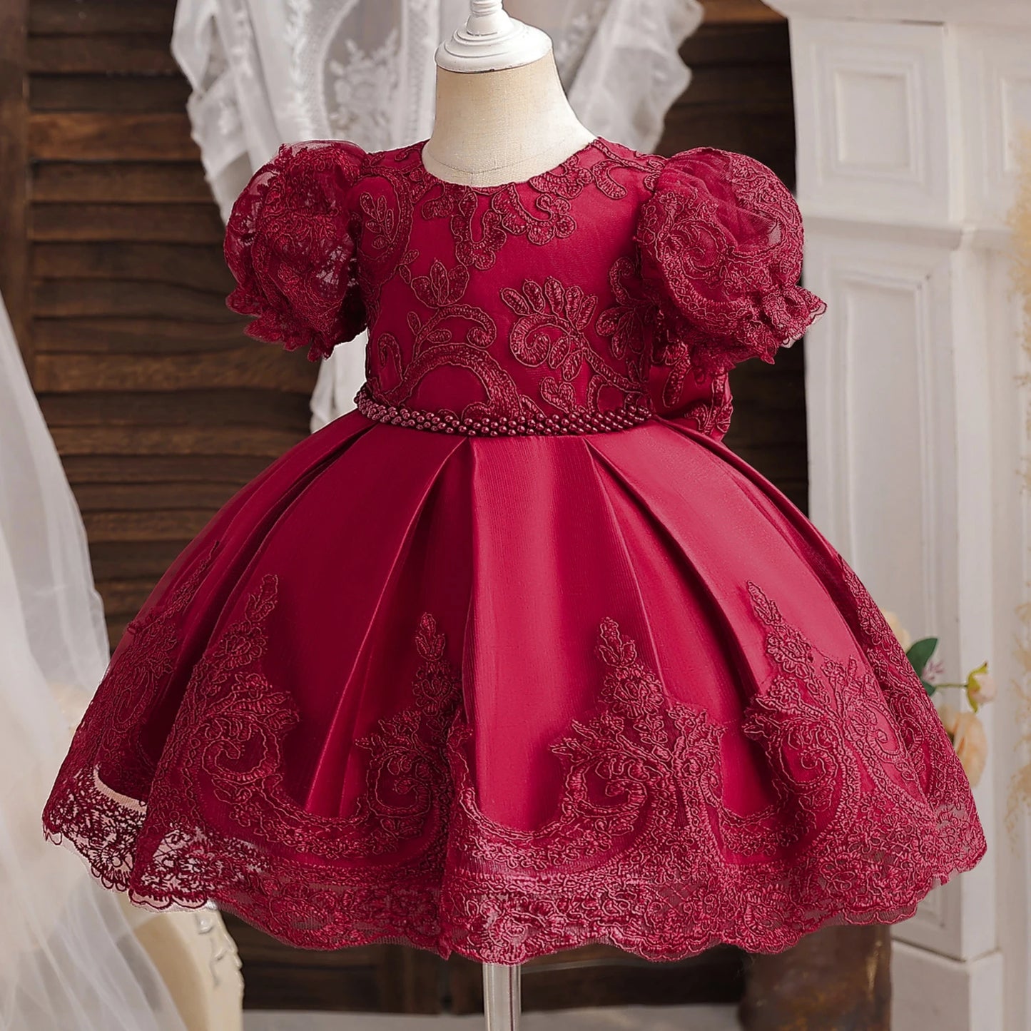 Floral Embroidery Lace Baby Dress for Girls 0-5T
