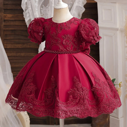 Floral Embroidery Lace Baby Dress for Girls 0-5T