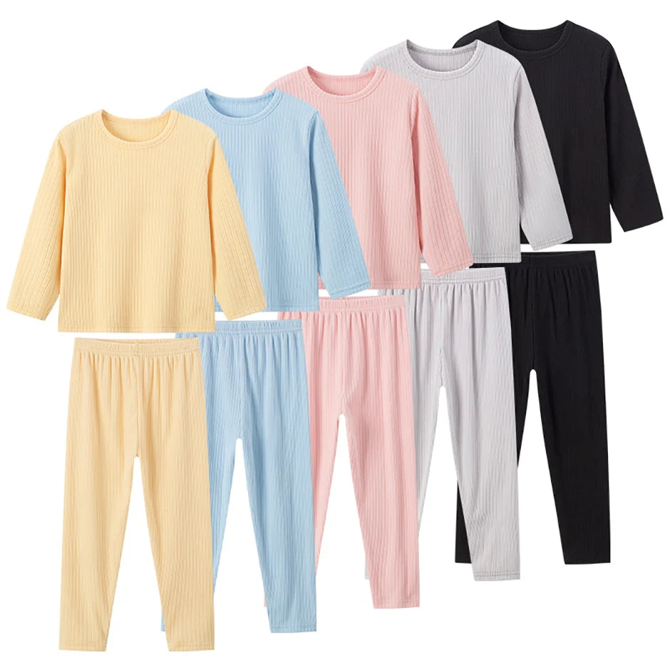 Children's 2-Piece Thermal Underwear Set for Fall/Winter