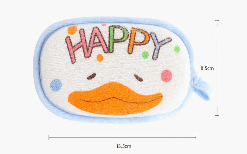 Cartoon Baby Bath Sponge and Scrubbing Towel for Newborns