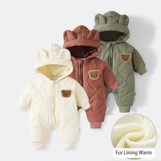 Warm Fur-Lined Winter Romper for Babies and Toddlers