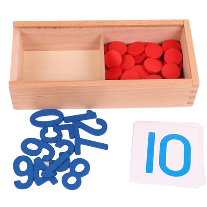 Wooden Montessori Number Counting Cards for Kids' Learning