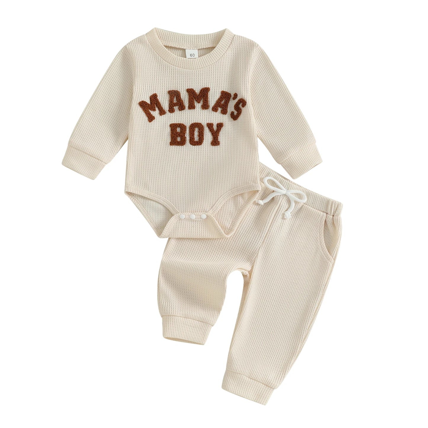 Baby Boy Embroidered Long Sleeve Romper and Pants Set