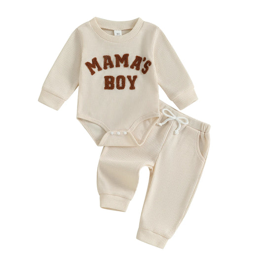 Baby Boy Embroidered Long Sleeve Romper and Pants Set