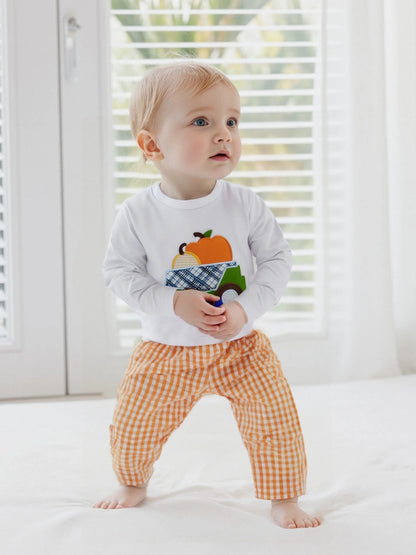 Pumpkin Embroidery Toddler Boy Halloween Sweatshirt & Pants Set