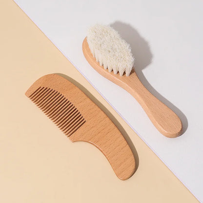 Baby Hairbrush and Ash Wood Comb Set for Gentle Care