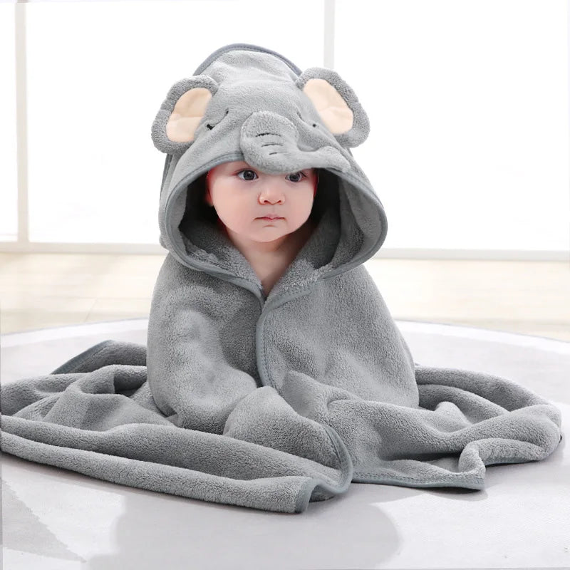 Weiche Baby-Badetuchdecke mit Kapuze und Cartoon-Tiermotiv