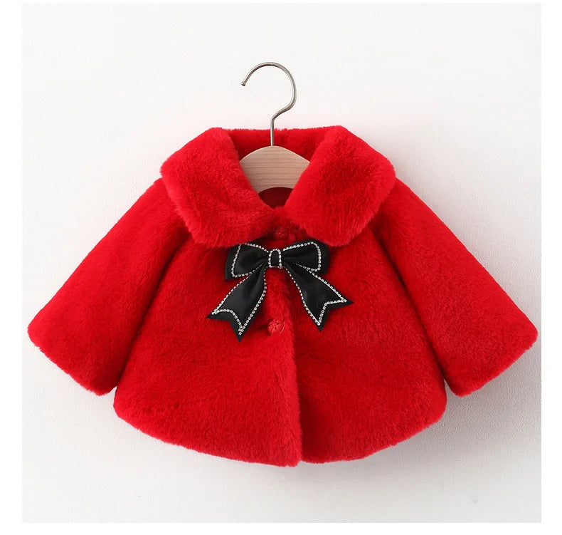 Warm Faux Fur Autumn Jacket for Baby Girls