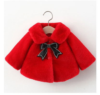 Warm Faux Fur Autumn Jacket for Baby Girls