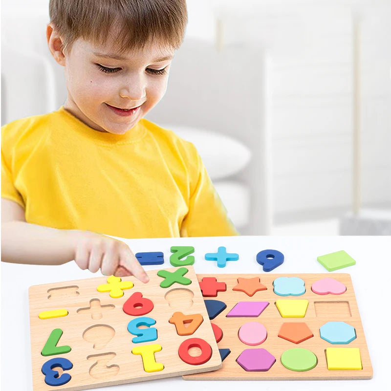 Wooden Alphabet and Number Puzzle for Preschool Learning