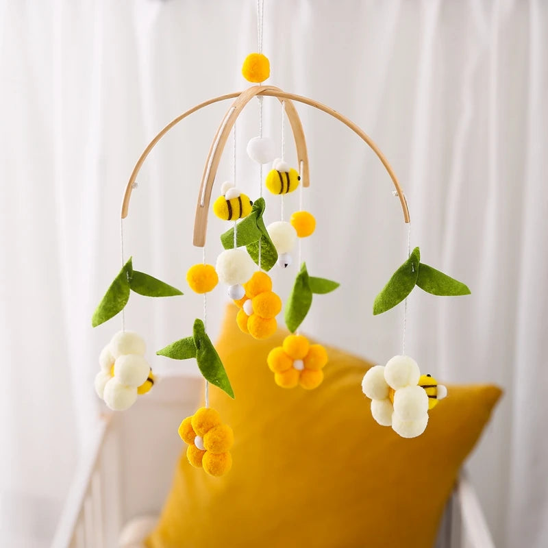 Baby Crib Mobile Rattles with Cartoon Bee for Nursery Decor