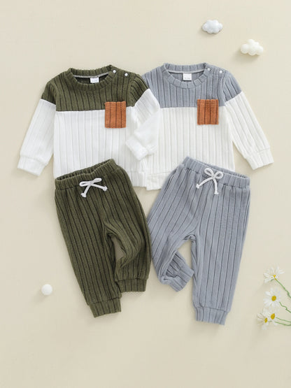 Toddler Boys Plush Pullover and Pants 2-Piece Winter Set