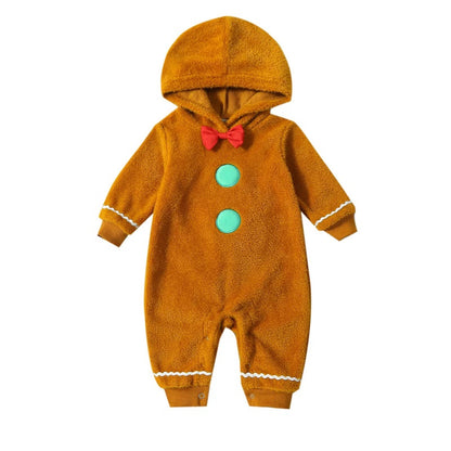 Christmas Fuzzy Hooded Jumpsuit for Infants 0-24M