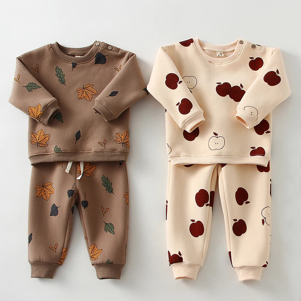 Toddler Fleece Sweater and Pants Set for Spring/Autumn