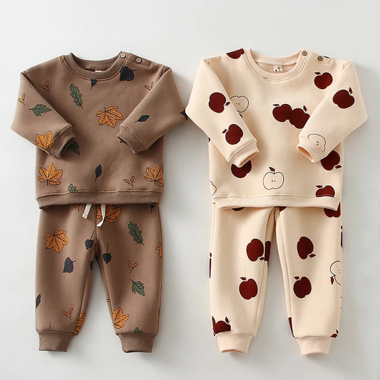 Toddler Fleece Sweater and Pants Set for Spring/Autumn