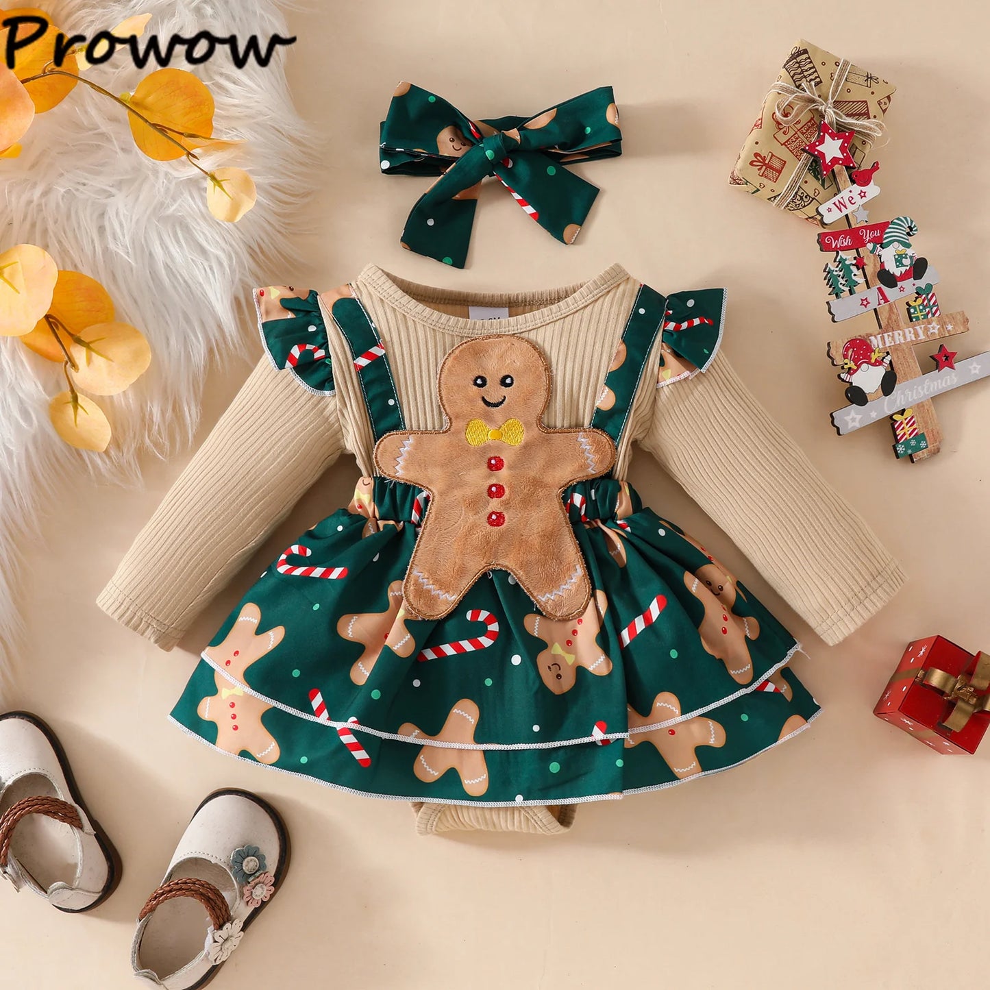 Tree Print Red Corduroy Baby Girl Dress for New Year's Eve