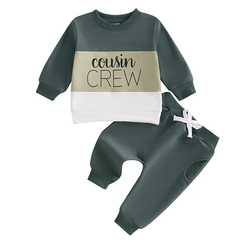 Baby Boys Contrast Color Sweatshirt and Sweatpants Set
