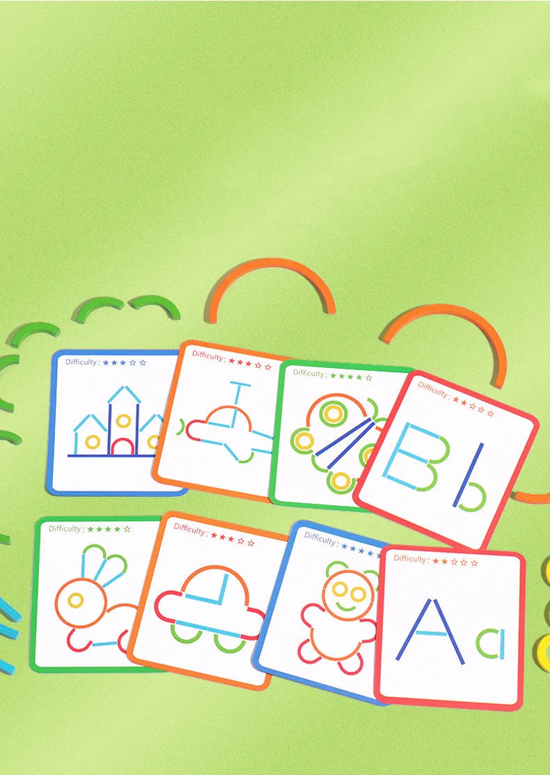 Wooden Sticks and Rings Puzzle for Early Childhood Learning