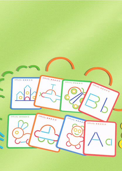 Wooden Sticks and Rings Puzzle for Early Childhood Learning