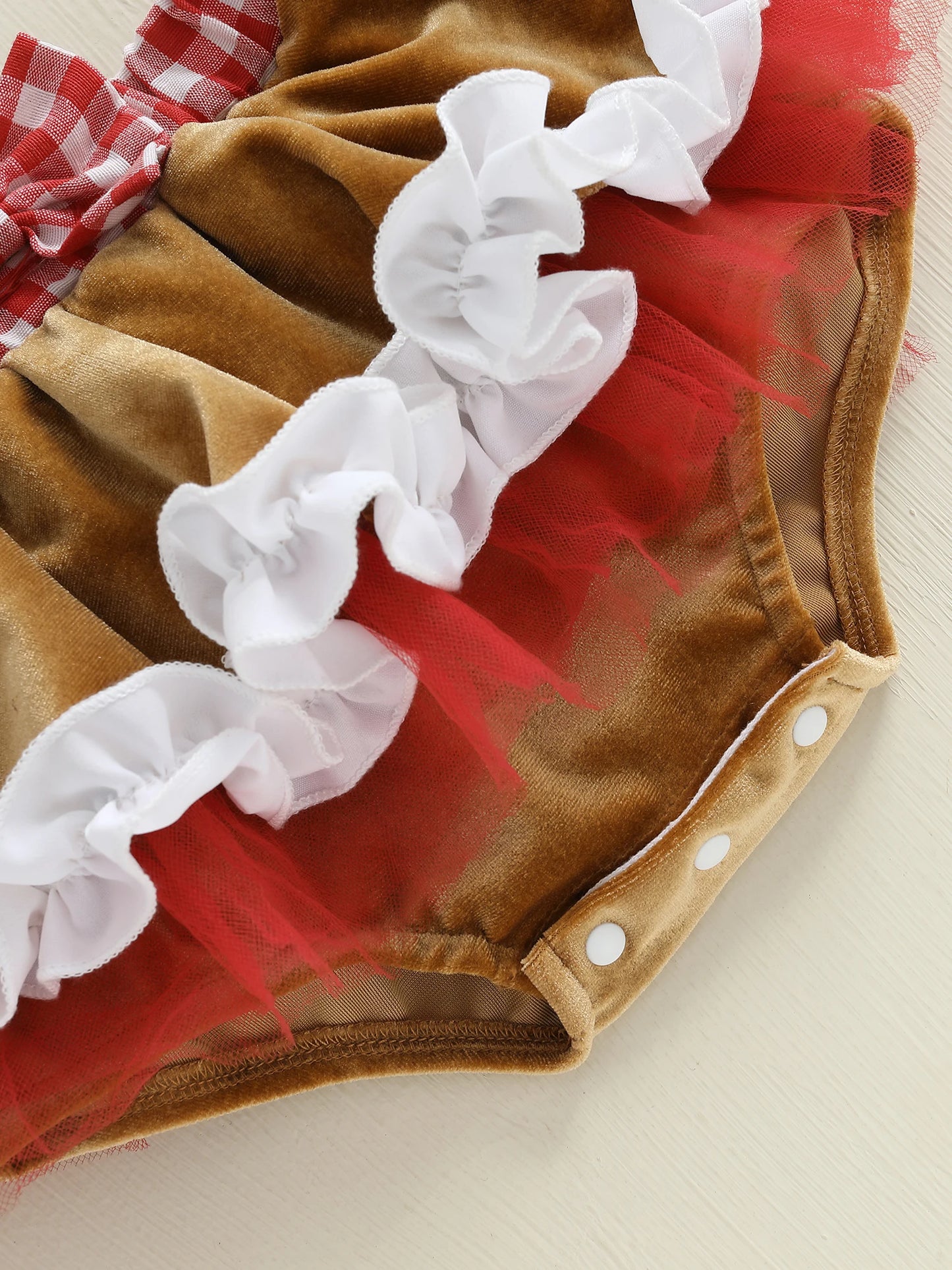 Newborn Baby Girl Gingerbread Christmas Romper & Headband Set