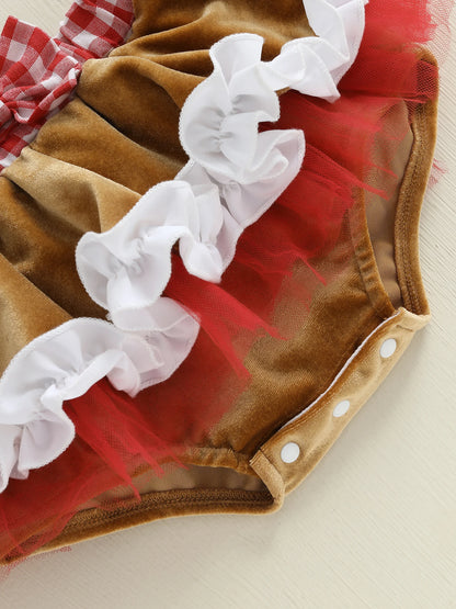 Newborn Baby Girl Gingerbread Christmas Romper & Headband Set