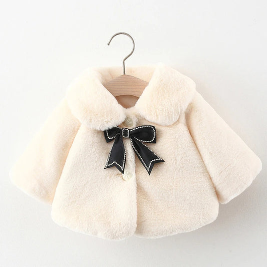 Warm Faux Fur Autumn Jacket for Baby Girls
