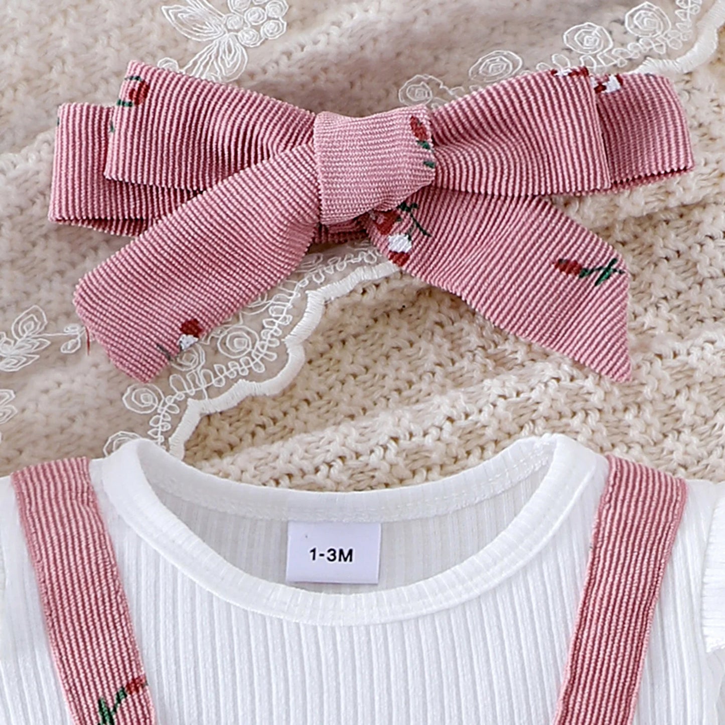 Floral Long Sleeve Romper Set for Baby Girls with Bow Headband