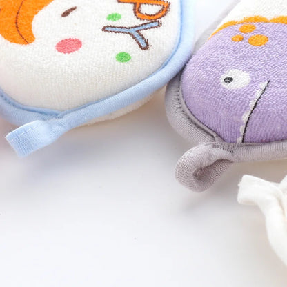 Cartoon Baby Bath Sponge and Scrubbing Towel for Newborns