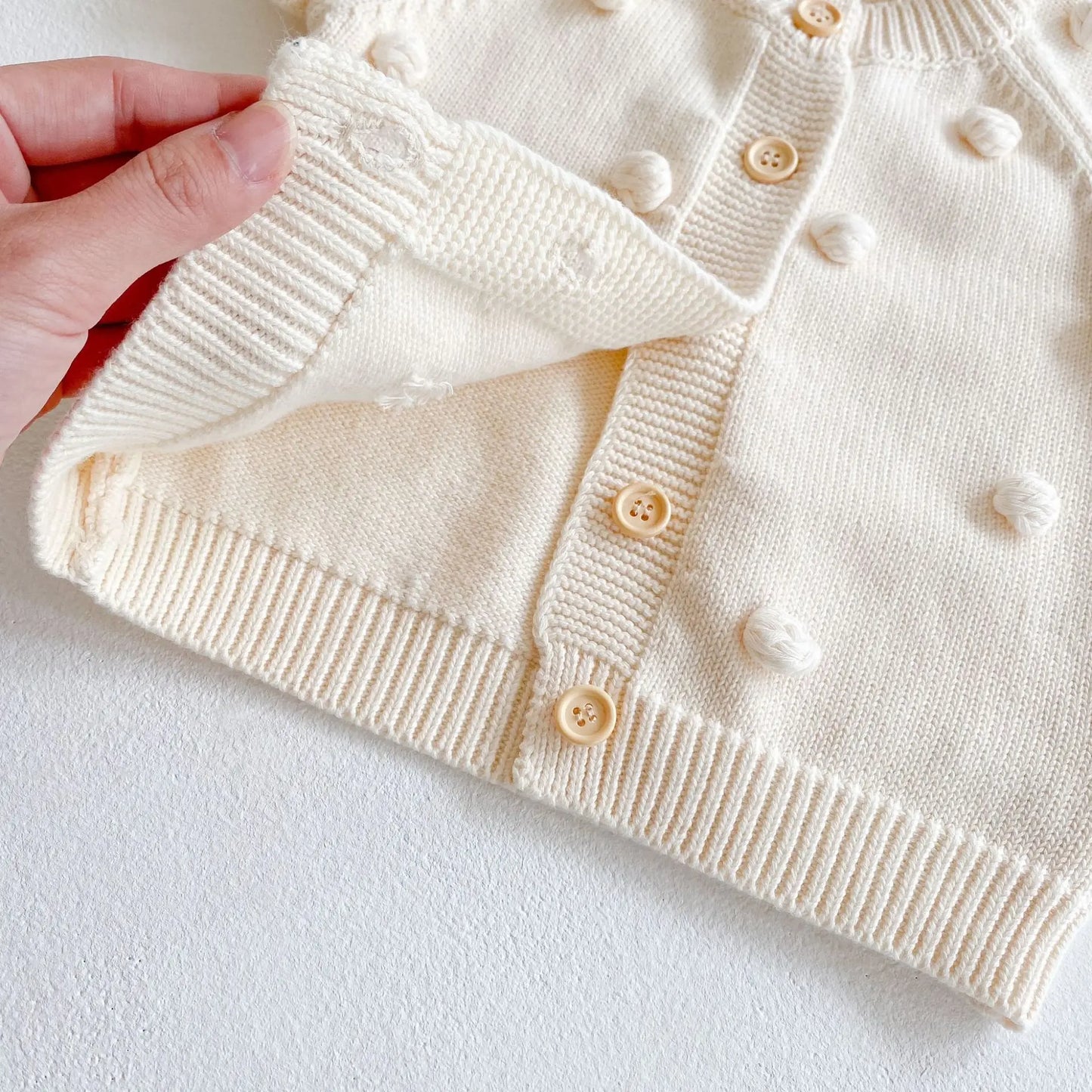 Unisex Pom Pom Knit Cardigan for Infants and Toddlers