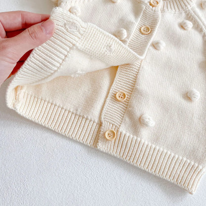 Unisex Pom Pom Knit Cardigan for Infants and Toddlers