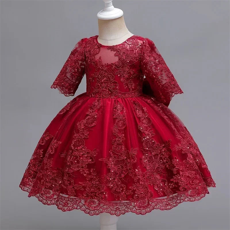 Toddler Girls Floral Embroidery Dress for Special Occasions