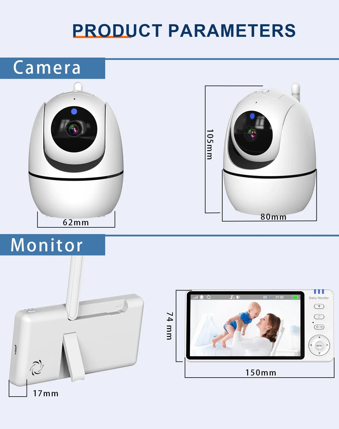 5" Wireless Video Baby Monitor with Night Vision & Two-Way Audio