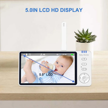 5-Inch PTZ Video Baby Monitor with Camera and Temperature Sensor