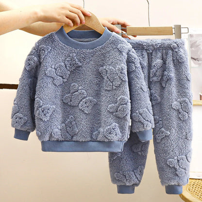 Kids Plush Pajama Set for Cozy Autumn and Winter Nights