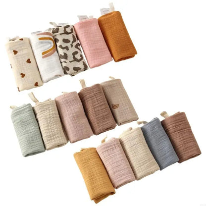5-Pack Baby Cotton Burp Cloths and Wipes for Newborns