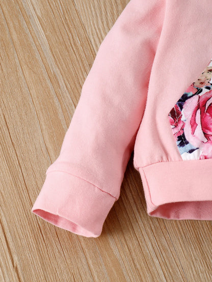 3PCS Baby Girl Floral Hooded Set with Headband 0-18 Months