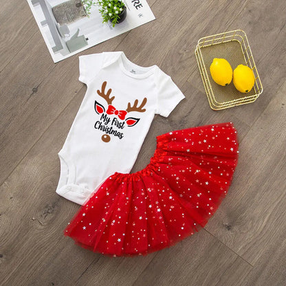 Baby Girls' Christmas Cake Smash Tutu Dress and Bodysuit Set