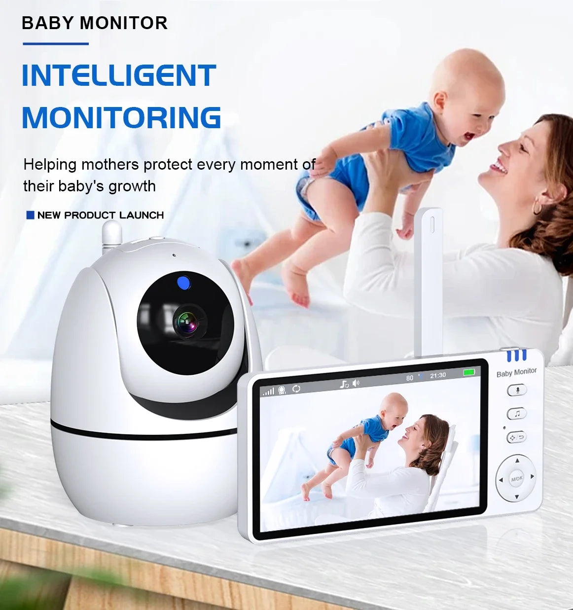 5" Wireless Video Baby Monitor with Night Vision & Two-Way Audio