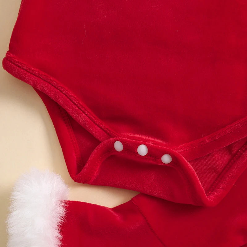 Newborn Baby Girl Christmas Romper and Flare Pants Set