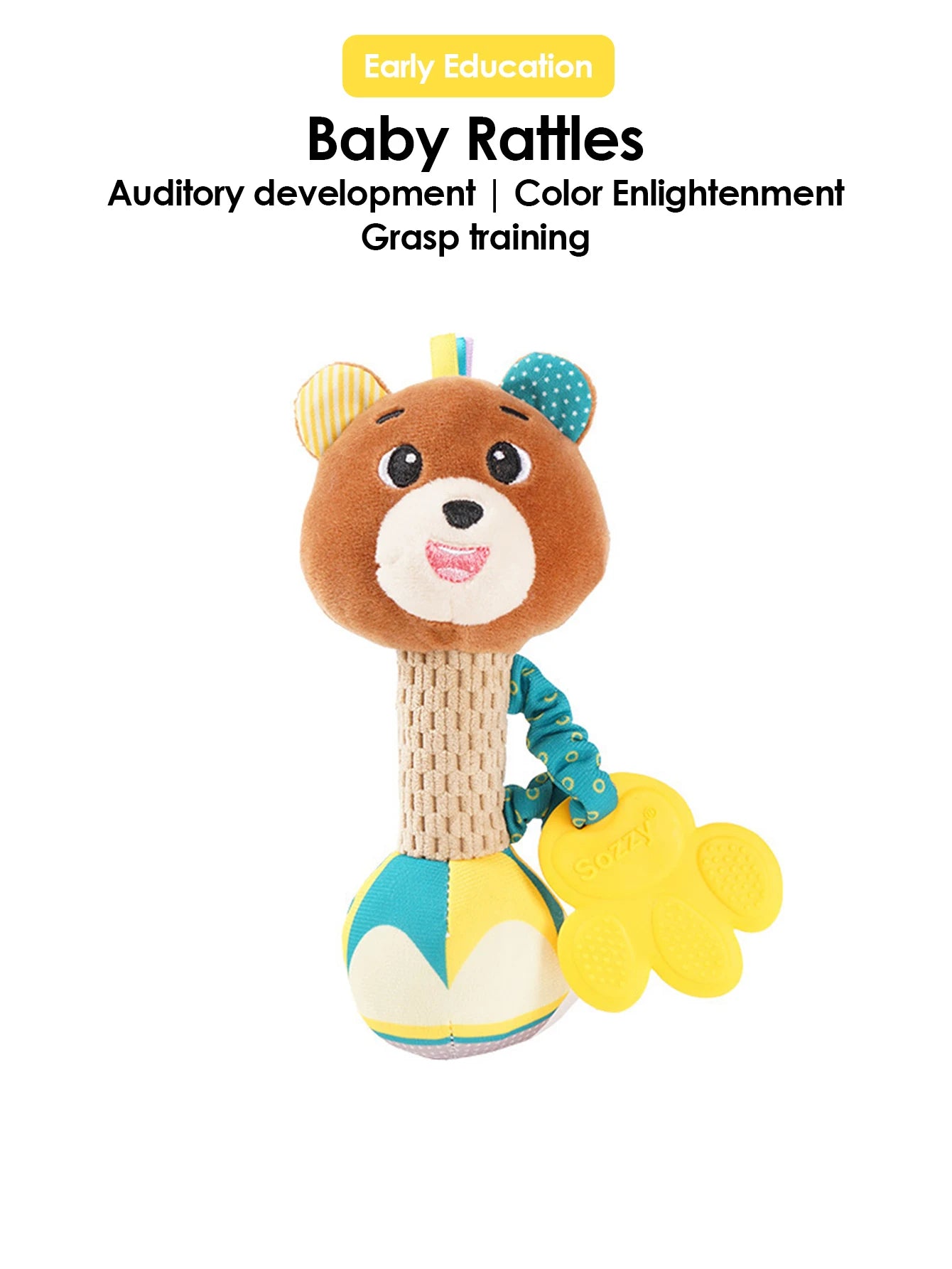 Interactive Plush Rattle Toy for Soothing Baby Gums