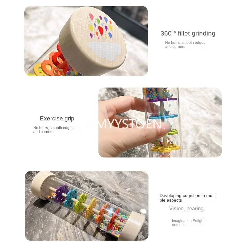 Wooden Rain Sound Pipe Toy for Early Educational Play
